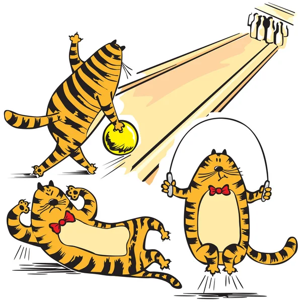 Dibujos animados ilustración de gatos rojos — Vector de stock