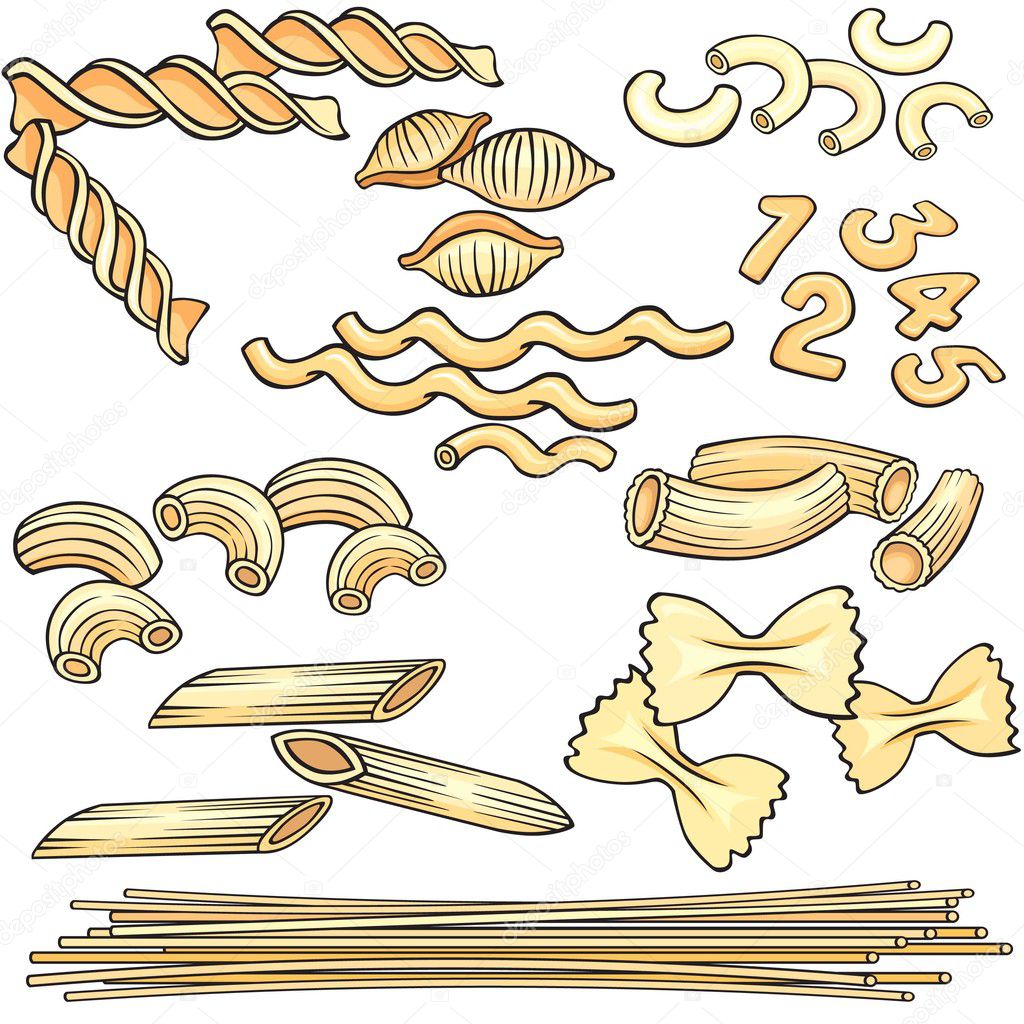 Vermicelli, spaghetti, pasta icons set