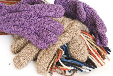 Purple knitted gloves clipart