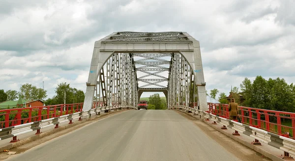 stock image Metal road bridge over the river