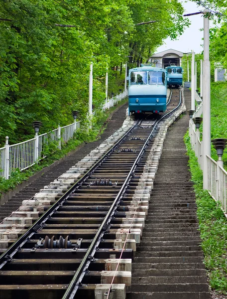 stock image Funicular train rides up to the hill