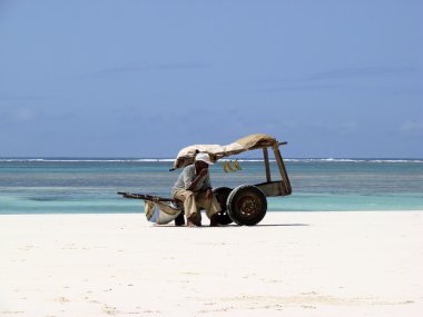 Banana's hawker on the beach clipart