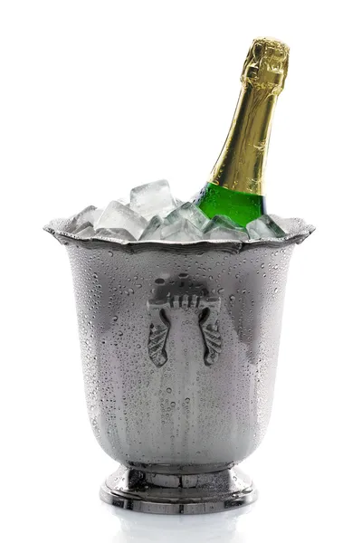 Champagne bottle on ice — Stock Photo, Image