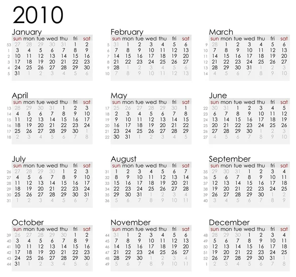 2010 календарь — стоковый вектор