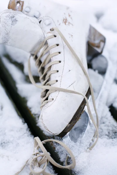 Close-up of a white ice skate. — Stock Photo, Image