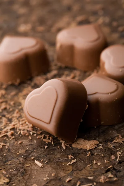 Corações de chocolate Imagem De Stock