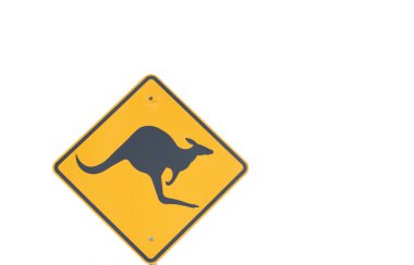 Kanguru uyarı yol işareti.