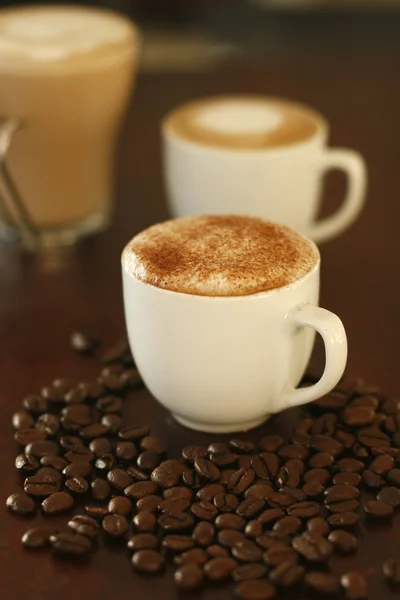 Delicious mini cappuccino and piccolo la — Stock Photo, Image