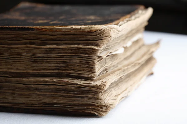 stock image Old book with hard leather cover.