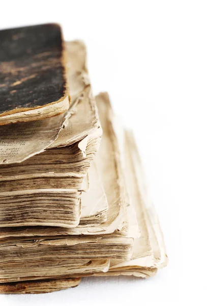 stock image Old book with hard leather cover on whit