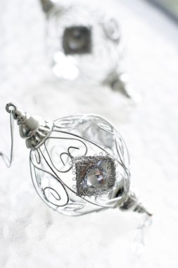 Sparkly silver colored Christmas baubles clipart