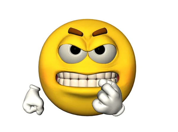 Wütendes Emoticon mit entblößten Zähnen Stockbild
