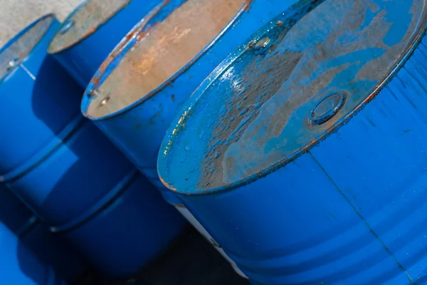Blue oil barrels (2) — Stock Photo, Image