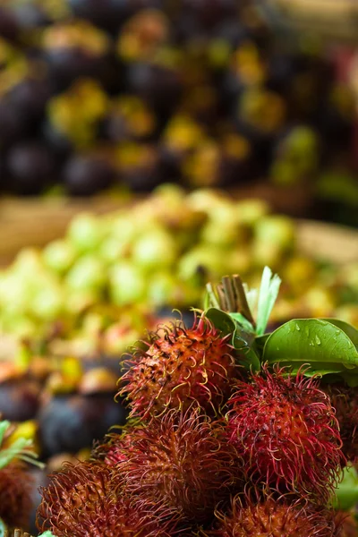 stock image Rambutan, snow pears and mangosteen