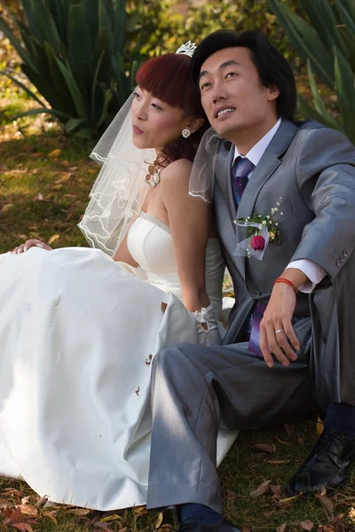 stock image Bride and groom dreaming (1)