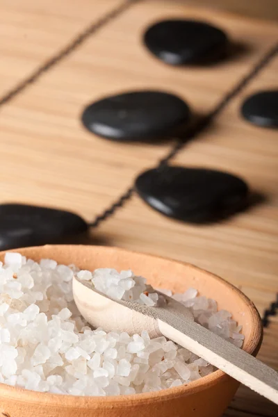 Aromatic salt in stone bowl — Stock Photo, Image