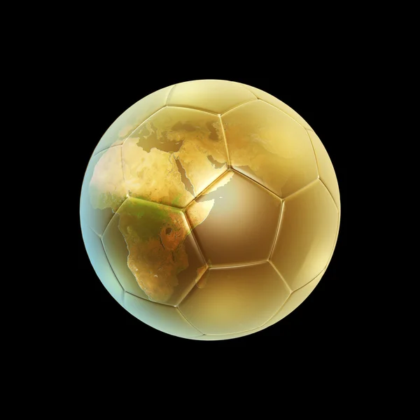 Golden soccer ball and globe — Stock Photo, Image