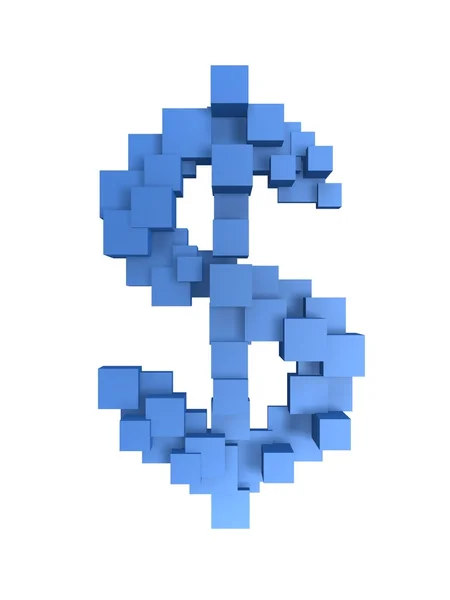 Dolar pikseli symbol pola — Zdjęcie stockowe