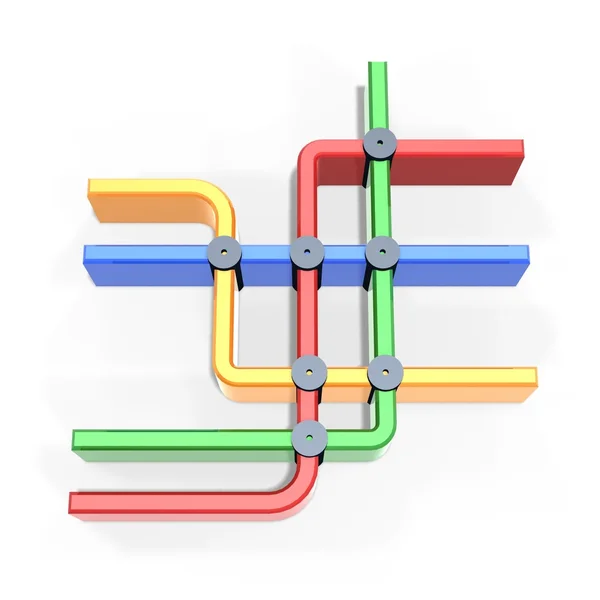 Símbolo colorido do mapa do metro — Fotografia de Stock