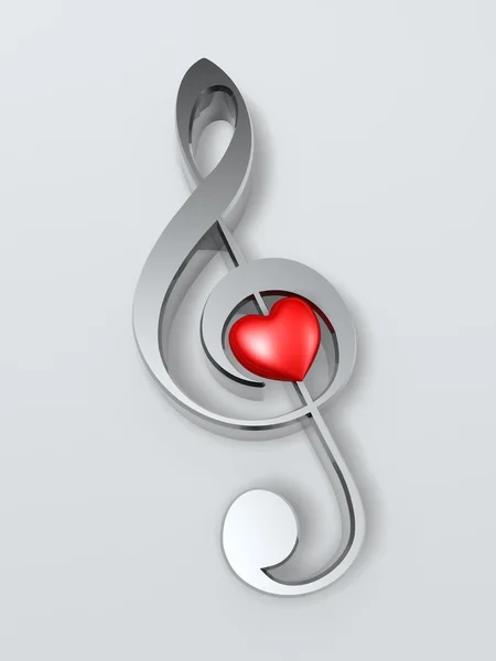 Muziek symbool en hart — Stockfoto