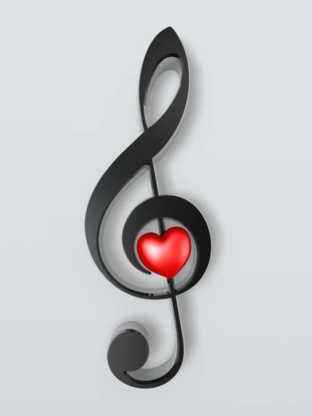 Müzik sembolü ve kalp — Stok fotoğraf