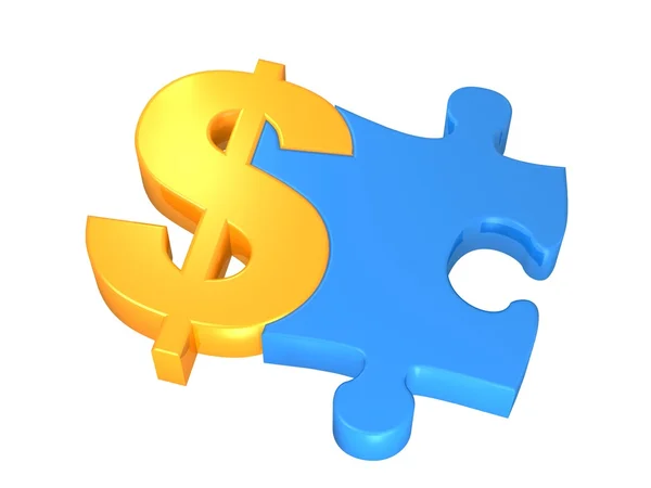 Dollar and puzzle — Stock Photo, Image
