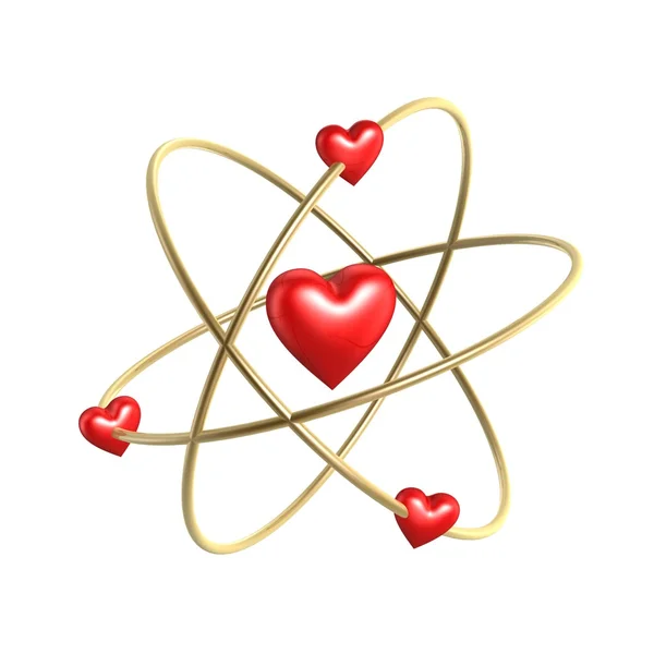 Estrutura de átomo de coração amor — Fotografia de Stock