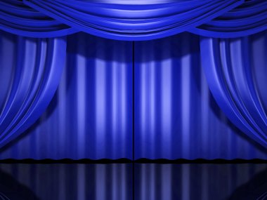 Blue stage drapes clipart