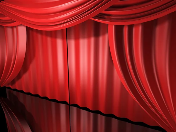 Rote Bühnenvorhänge — Stockfoto