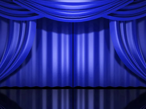 Blue stage drapes — Stock Photo, Image