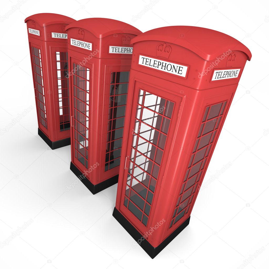 Three phone booths