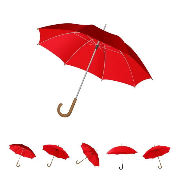 Conjunto de guarda-chuva vermelho — Vetor de Stock