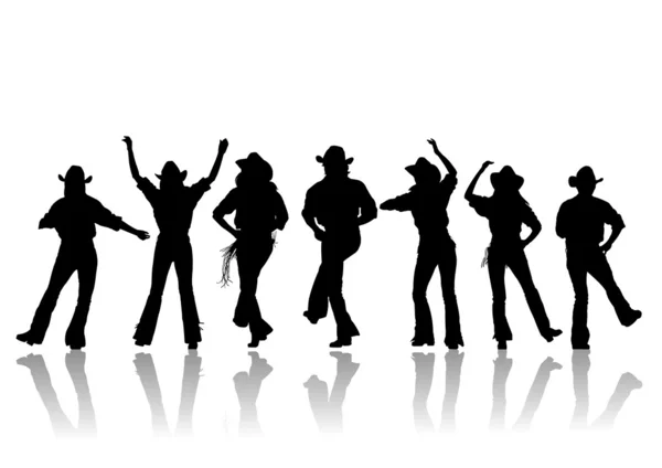 Cowboy dance silhouette — Stock Vector