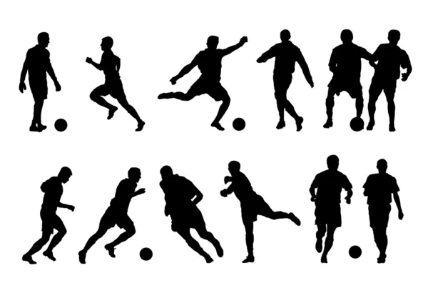 Jogadores de futebol silhueta — Vetor de Stock