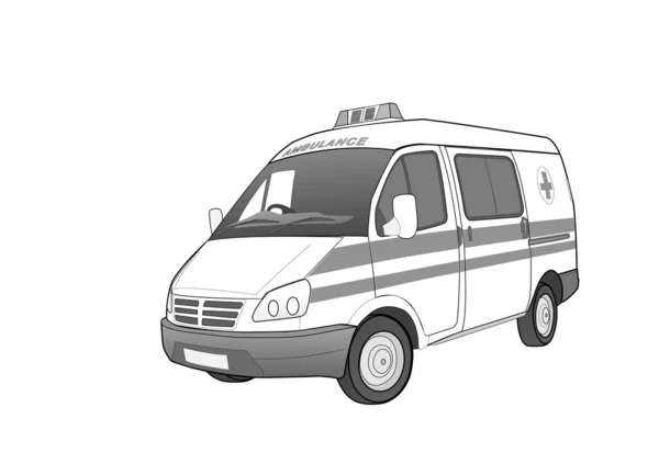 Ambulancia coche BW 2 — Vector de stock