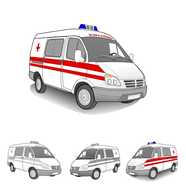 Conjunto de coche ambulancia — Vector de stock