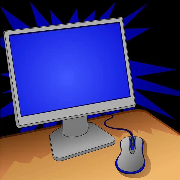 Computer monitor and mouse — Stock Vector