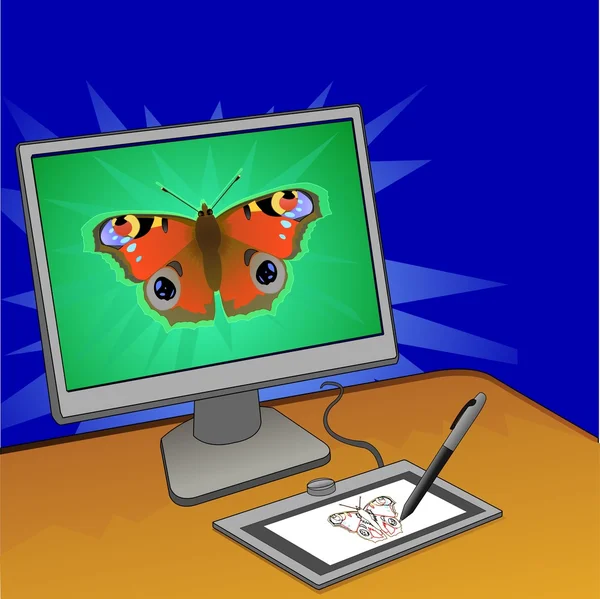 Progettazione del computer della farfalla — Vettoriale Stock