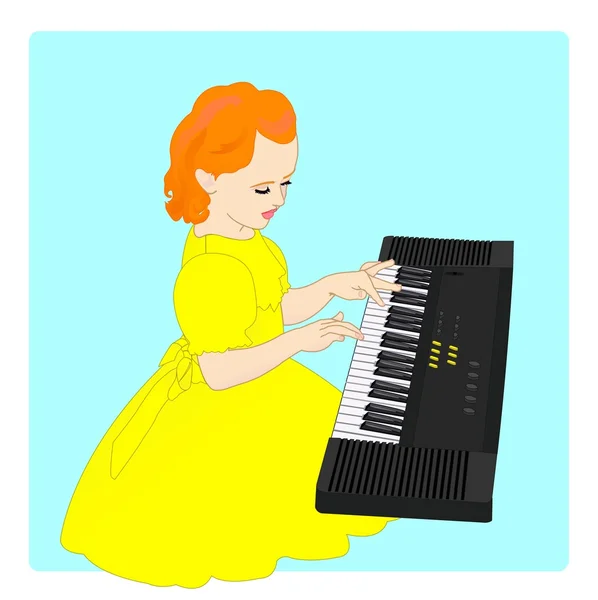 küçük kız ve elektronik klavye