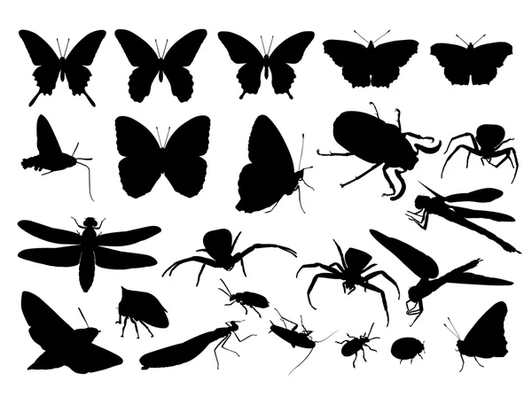 Силуэт насекомых — стоковый вектор