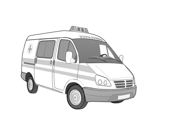 Ambulans araba bw — Stok Vektör