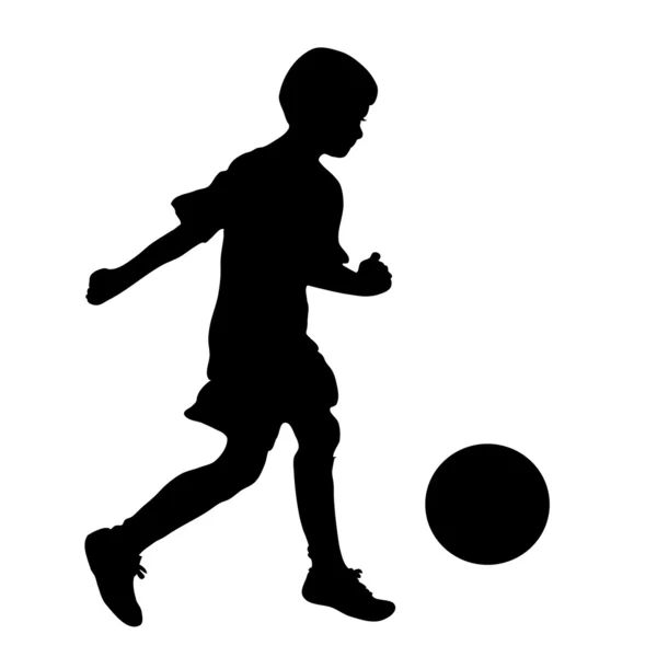 Little football player silhouette — Stock Vector