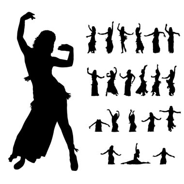 Woman dancers silhouette clipart