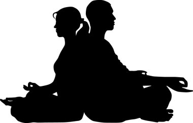 Couple yoga clipart