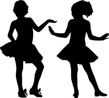 Silhouette happy girls clipart