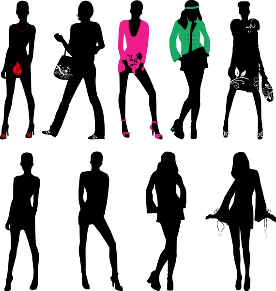 Silhouette Mode Mädchen — Stockvektor