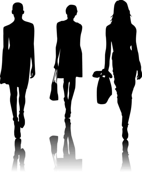 Τα κορίτσια της μόδας σιλουέτα — Διανυσματικό Αρχείο