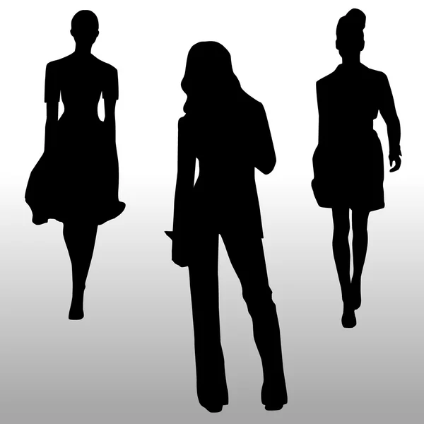 Silhouette filles de la mode — Image vectorielle
