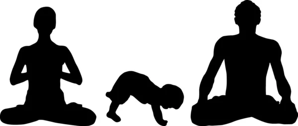 Familie yoga — Stockvector