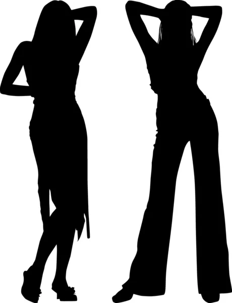Silhouette kvinnor — Stock vektor